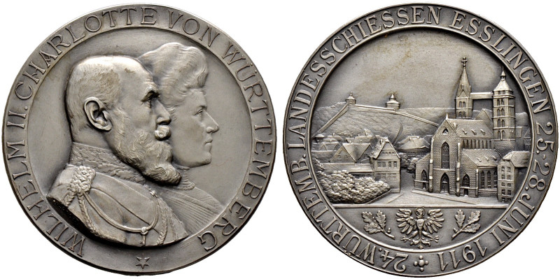 Esslingen, Stadt. 
Mattierte Silbermedaille 1911 von Mayer und Wilhelm, auf das...