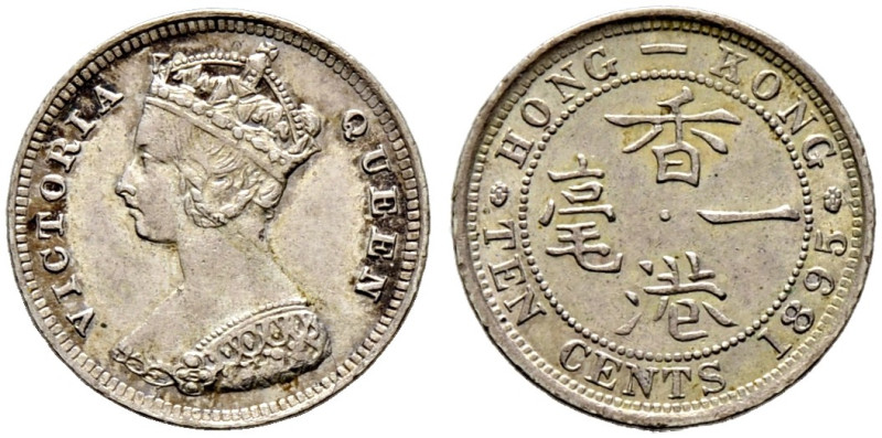 Hongkong (Britisch). 
10 Cents 1895. KM 6.3. fast vorzüglich