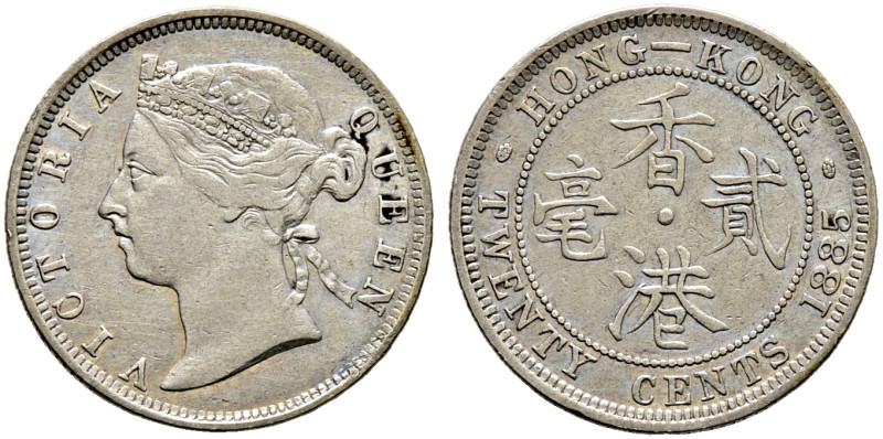 Hongkong (Britisch). 
20 Cents 1885. KM 7. gutes sehr schön