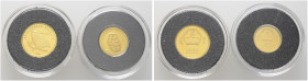Mongolei. 
Lot (2 Stücke): Goldmünzen zu 1.000 Tugrik 2005. Uhu (Bubo bubo, Fr. 52) sowie zu 500 Tugrik 2011. Habichtkauz (Strix uralensis, KM 310) a...