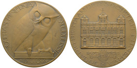 Niederlande-Königreich. Wilhelmina 1890-1948 
Bronzemedaille 1925 unsigniert, auf das 50-jährige Bestehen der Studenten­vereinigung "Minerva" in LEID...