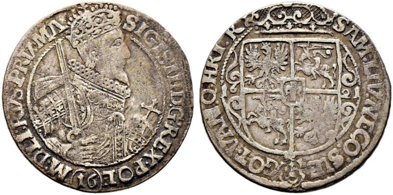 Polen. Sigismund III. Wasa 1587-1632 
Ort (= 1/4 Taler) 1621 -Bromberg-. Mit We...