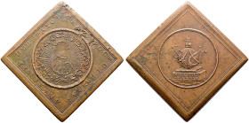 Russland. Katharina II. 1762-1796 
Klippenförmige, bronzene Prämienmedaille (Präsenzzeichen) 1783 unsigniert, der Russischen Akademie der Wissenschaf...