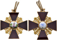 Russland. Nikolaus II. 1894-1917 
St. Annen-Orden. 2. Modell (1810-1917) (Kommandeur-)Kreuz 2. Klasse. Gold und (dunkelrotes) Emaille. Auf der Öse zw...