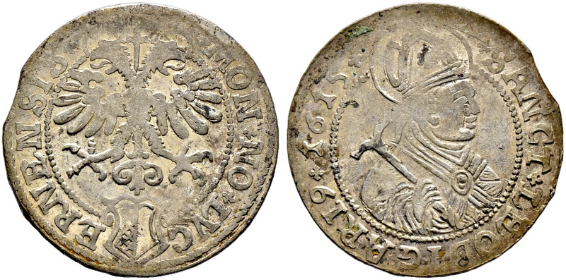 Schweiz-Luzern. 
Dicken 1615. Nimbierter Doppeladler über dem Luzernerwappen / ...