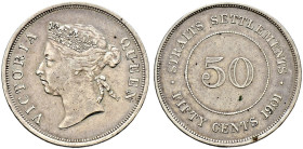 Straits Settlements (Britisch). 
50 Cents 1901. KM 13. minimale Kratzer, sehr schön