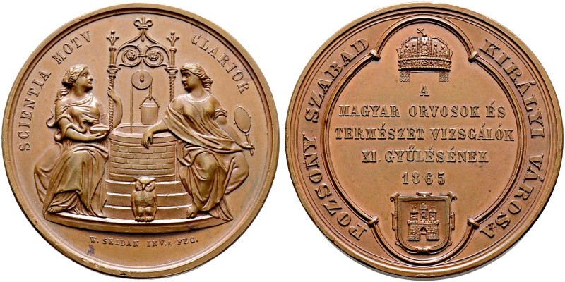 Ungarn. Franz Josef I. 1848-1916 
Bronzemedaille 1865 von W. Seidan, auf die XI...