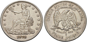 USA. 
Trade-Dollar 1878 -San Francisco-. KM 108. minimale Kratzer, kleiner Randfehler, fast vorzüglich