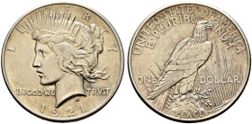 USA. 
Peace Dollar 1921 -Philadelphia-. KM 150. der erste Jahrgang, sehr schön-vorzüglich