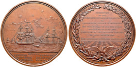 USA. 
Großes Bronzemedaillon 1853 von J.B. Longacre. Auszeichnung des Präsidenten für den Kommandeur Duncan Nathaniel Ingraham (1802-1891) für dessen...