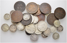 38 Stücke: HONGKONG in der Zeit Königin Victorias von Großbritannien. Prägungen in Silber und Kupfer zu 20 Cents, 10 Cents, 5 Cents, 1 Cent und 1 Mil....