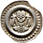 Konstanz, Bistum. Eberhard II. von Waldburg-Thann 1248-1274 
Brakteat 1250-1270. Mitriertes Brustbild, das in jeder Hand eine Kreuzfahne hält. Klein/...