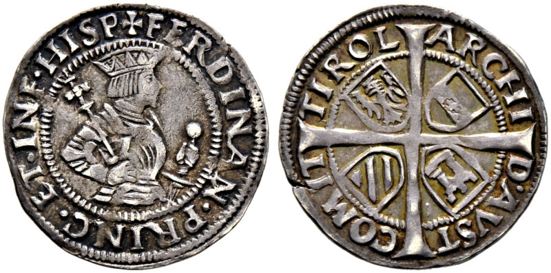 Haus Habsburg. Ferdinand I. 1521-1564 
Sechser o.J. -Hall-. Markl 1642ff, MT 89...