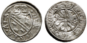 Haus Habsburg. Erzherzog Ferdinand 1564-1595 
Vierer o.J. -Ensisheim-. Gekrönter Schild von Ober-Elsass / Viererkreuz. MT 570 var., E.u.L. 93 var., K...