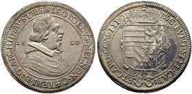 Haus Habsburg. Erzherzog Leopold (V.) 1619-1632 
Taler 1620 -Hall-. MT 419 var., Dav. 3328, Voglh. 175/1 var., Lux 22. -Walzenprägung- winziger Randf...