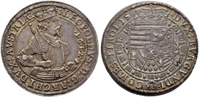 Haus Habsburg. Erzherzog Leopold (V.) 1619-1632 
Taler 1632 -Hall-. Posthume Prägung. MT 491, Dav. 3338, Voglh. 183/4 var., Lux 144. -Walzen­prägung-...