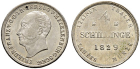 Mecklenburg-Schwerin. Friedrich Franz I. 1785-1837 
4 Schillinge 1829. AKS 15 Anm., J. 36. vorzüglich-Stempelglanz