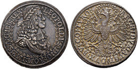 Haus Habsburg. Leopold I. 1657-1705 
Doppeltaler o.J. (1670) -Hall-. Belorbeertes Brustbild mit Löwenkopfschulter nach rechts / Nach links blickender...