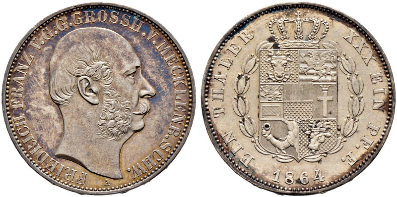 Mecklenburg-Schwerin. Friedrich Franz II. 1842-1883 
Vereinstaler 1864 A. AKS 3...