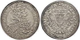 Haus Habsburg. Leopold I. 1657-1705 
Taler 1703 -Wien-. Her. 602, Dav. 1001, Voglh. 234/8. -Walzenprägung- feine Patina, sehr schön-vorzüglich