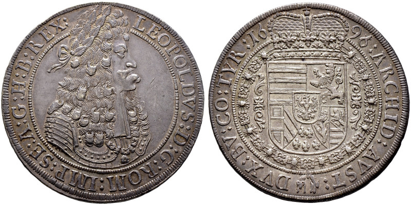 Haus Habsburg. Leopold I. 1657-1705 
Taler 1696 -Hall-. Mit Signatur IAK am Arm...