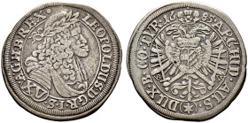 Haus Habsburg. Leopold I. 1657-1705 
15 Kreuzer 1685 -Mainz-. Sogenannte "Hohenlohe-Prägung". Münzmeister Ulrich Burkhard Willerding (VB-W). Her. 110...