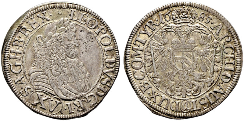Haus Habsburg. Leopold I. 1657-1705 
15 Kreuzer 1685 -Würzburg-. Sogenannte "Ho...