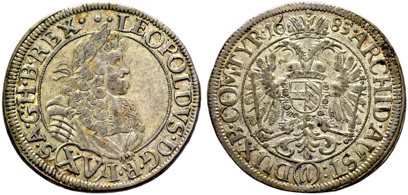 Haus Habsburg. Leopold I. 1657-1705 
15 Kreuzer 1685 -Würzburg-. Sogenannte "Ho...