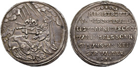 Haus Habsburg. Leopold I. 1657-1705 
Satirischer Schautaler 1658 unsigniert, auf die bevorstehende Wahl zur Zeit des Interregnums. Kniender Kurfürst ...
