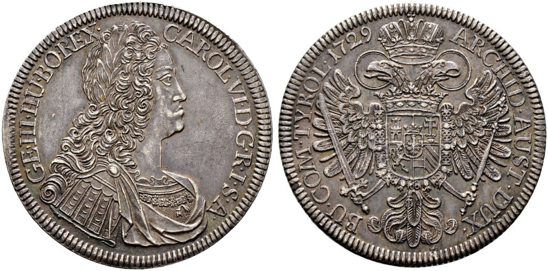 Haus Habsburg. Karl VI. 1711-1740 
Taler 1729 -Hall-. Her. 348, Dav. A1054, Vog...