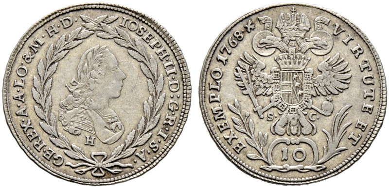 Haus Habsburg. Josef II., Mitregent 1764-1780 
10 Kreuzer 1768 -Günzburg-. Her....