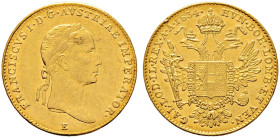 Haus Österreich. Franz I., Kaiser von Österreich 1804-1835 
Dukat 1834 -Karlsburg-. Her. 188, J. 216, Fr. 219. 3,50 g winzige Fassungsspuren am Rand,...