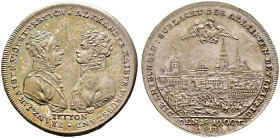 Haus Österreich. Franz I., Kaiser von Österreich 1804-1835 
Versilberte, jetonartige Bronzemedaille 1813 von Stettner, auf die Schlacht bei Leipzig. ...