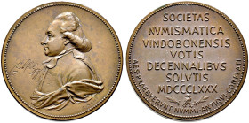 Haus Österreich. Franz Josef I., Kaiser von Österreich 1848-1916 
Bronzemedaille 1880 von A. Scharff, auf das 100-jährige Jubiläum der Numismatischen...