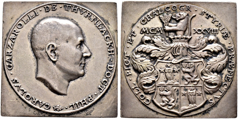 Haus Österreich. 1. Republik 1918-1938 
Klippenförmige Silbergussmedaille 1928 ...