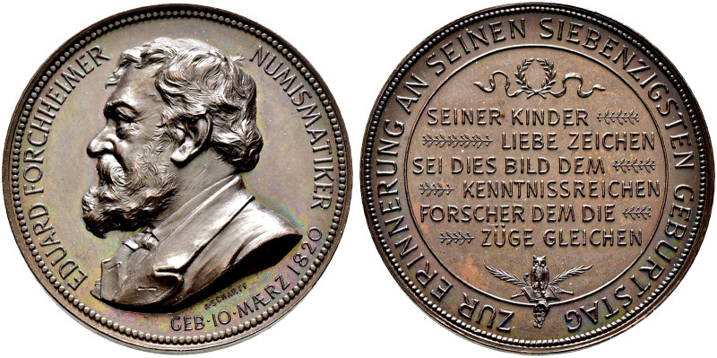 Wien, Stadt. 
Bronzemedaille o.J. (1890) von A. Scharff, auf den 70. Geburtstag...