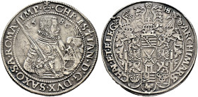 Sachsen-Albertinische Linie. Christian I. 1586-1591 
Taler 1586 -Dresden-. Keilitz/Kahnt 142, Slg. Mers. 735, Schnee 731, Dav. 9806. minimale Feilspu...