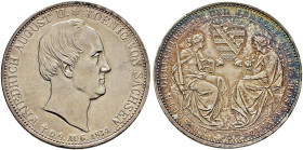 Sachsen-Albertinische Linie. Friedrich August II. 1836-1854 
Doppelter Vereinstaler 1854 F. Auf seinen Tod. AKS 116, J. 96, Thun 331, Kahnt 457. winz...