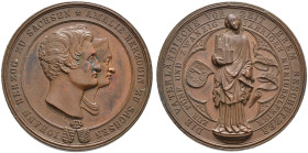 Sachsen-Albertinische Linie. Friedrich August II. 1836-1854 
Bronzemedaille 1847 von C.R. Krüger, auf die Silberhochzeit von Herzog Johann mit Amalie...