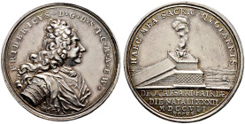 Sachsen-Gotha-Altenburg. Friedrich II. 1691-1732 
Silbermedaille 1707 von F. Koch, auf seinen 32. Geburtstag. Brustbild im Harnisch mit Mantel nach r...