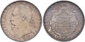 Sachsen-Meiningen. Bernhard Erich Freund 1803-1866 
Vereinstaler 1866. AKS 184, J. 450, Thun 379, Kahnt 505. herrliche alte Patina, vorzüglich-Stempe...