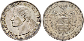 Sachsen-Weimar-Eisenach. Carl Alexander 1853-1901 
Vereinstaler 1870 A. AKS 33, J. 535, Thun 386, Kahnt 516. Koppe 637 alte, leicht fleckige Patina, ...