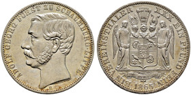 Schaumburg-Lippe. Adolf Georg 1860-1893 
Vereinstaler 1865 B. AKS 19, J. 16, Thun 390, Kahnt 527. vorzüglich-Stempelglanz