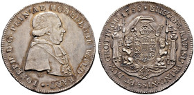 Schlesien-Breslau, Bistum. Joseph Fürst von Hohenlohe-Bartenstein 1795-1817 
1/2 Konventionstaler 1796 -Breslau-. Stempel von König. Brustbild in Moz...