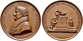 Schlesien-Breslau, Stadt. 
Bronzemedaille o.J. (1833) von C. Pfeuffer (bei Loos), auf das 50-jährige Logenjubiläum von Dr. Johannes Wendt (1777-1845,...
