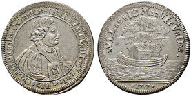 Schwäbisch Hall, Stadt. 
Silberabschlag vom Doppeldukaten 1717 -Nürnberg-. Auf die 200-Jahrfeier der Reformation. Brustbild Luthers mit Bibel nach re...