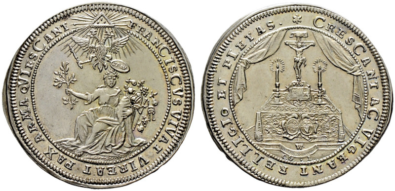Schwäbisch Hall, Stadt. 
Silbermedaille 1748 von P.P. Werner und C.G. Lauffer, ...