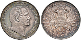 Schwarzburg-Rudolstadt. Friedrich Günther 1807-1867 
Vereinstaler 1858. AKS 12, J. 53, Thun 394, Kahnt 534. herrliche alte Patina, kleine Kratzer, vo...