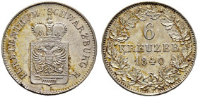 Schwarzburg-Rudolstadt. Friedrich Günther 1807-1867 
6 Kreuzer 1840. AKS 22, J. 45, Fischer 634. BST 1484 feine alte Patina, Stempelglanz
