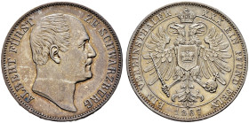 Schwarzburg-Rudolstadt. Albert 1867-1869 
Vereinstaler 1867. AKS 32, J. 57, Thun 398, Kahnt 540. vorzüglich/vorzüglich-Stempelglanz